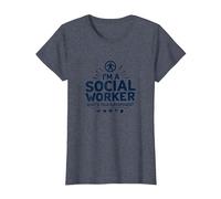 Cita inspiradora de Superpotencia de Trabajador Social Escolar Camiseta, Mujer, Azul Jaspeado, XXL