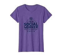 Cita inspiradora de Superpotencia de Trabajador Social Escolar Camiseta, Mujer, Morado Jaspeado, XS