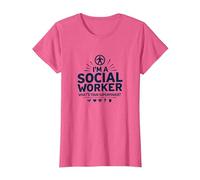Cita inspiradora de Superpotencia de Trabajador Social Escolar Camiseta, Mujer, Rosa Jaspeado, XL