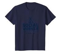 Cita inspiradora de Superpotencia de Trabajador Social Escolar Camiseta, Niños, Azul Marino, 6 años