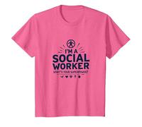 Cita inspiradora de Superpotencia de Trabajador Social Escolar Camiseta, Niños, Rosa Jaspeado, 12 años