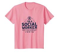 Cita inspiradora de Superpotencia de Trabajador Social Escolar Camiseta, Niños, Rosado, 12 años