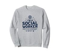 Cita inspiradora de Superpotencia de Trabajador Social Escolar Sudadera, Unisex para Adultos, Gris Jaspeado, S