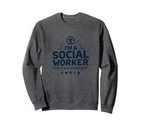 Cita inspiradora de Superpotencia de Trabajador Social Escolar Sudadera, Unisex para Adultos, Jaspeado Oscuro, XL