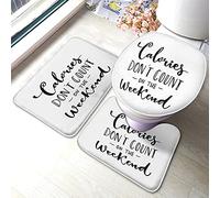 Cita inspiradora Juego de alfombrillas de baño Calorías No cuentes con el fin de semana Divertida dieta Diciendo palabra Alfombrilla de baño 3 piezas Alfombra Tapa del asiento del inodoro Alfombrill