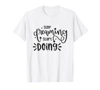 Cita inspiradora Motivacional Stop Dreaming Start Doing Camiseta gráfica económica, Hombre, Blanco, S