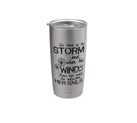 Cita inspiradora positiva para la esperanza "She Stood in the Storm" Vaso térmico de acero inoxidable de doble pared