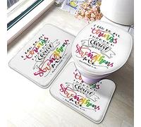 Cita Juego de alfombrillas de baño Puedo hacer todas las cosas a través de quién me fortalece Palabra Alfombrilla de baño 3 piezas Alfombra Tapa del asiento del inodoro Alfombrilla antideslizante Al