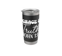 Cita Motivacional de Gracia y Verdad JUAN 1:14 Vaso térmico de acero inoxidable de doble pared