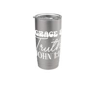 Cita Motivacional de Gracia y Verdad JUAN 1:14 Vaso térmico de acero inoxidable de doble pared