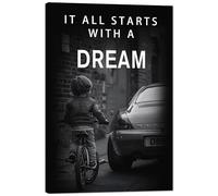 Cita motivacional de oficina Verb-It All Starts with A Dream - Arte inspirador para pared de oficina de niño pequeño y coche, impresión HD, decoración moderna para el hogar, sala de estudio,