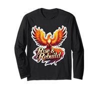Cita motivacional de Rise And Rebuild Phoenix Rising Fire Bird Manga Larga