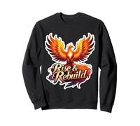 Cita motivacional de Rise And Rebuild Phoenix Rising Fire Bird Sudadera