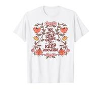 Cita Motivacional Diseño Floral Sigue Creciendo Camiseta gráfica económica, Hombre, Blanco, L