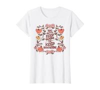 Cita Motivacional Diseño Floral Sigue Creciendo Camiseta gráfica económica, Mujer, Blanco, S