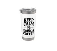 Cita motivacional Keep Calm and Drink a Coffee Vaso térmico de acero inoxidable de doble pared
