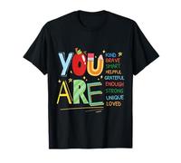 Cita Motivacional para niños You Are Smart Brave Strong Kind Camiseta