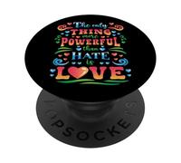 Cita Motivacional Retro Más poderosa Que el Odio es el Amor PopSockets PopGrip Adhesivo