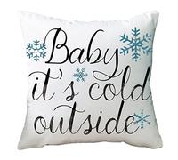 Cita Negra: Bebé, Hace Frío Afuera. Copos De Nieve. Invierno. Fundas para Almohadones con Cremallera Oculta Funda De Cojín Lavables Funda De Almohada para Coche Sofá Oficina 45X45Cm