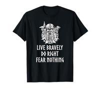 Cita nórdica Motivacional - Live Bravely - Viking God Odin Camiseta