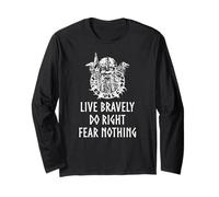 Cita nórdica Motivacional - Live Bravely - Viking God Odin Manga Larga