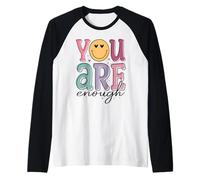 Cita Positiva de Amor Propio, Bonito gráfico de Ojos de corazón y Cara Feliz Camiseta Manga Raglan