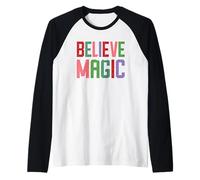 Cita Positiva inspiradora de Believe In Magic Camiseta Manga Raglan