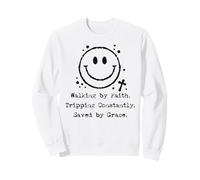 Cita Retro de Walking by Faith Christian Happy Face Grace Sudadera