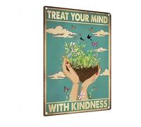 Cita sobre Tratar La Mente con Amabilidad Letrero De Metal Impermeable Cartel De Chapa Divertido Cartel De Metal para Pared Aire Libre Garaje 20X30Cm