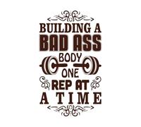 Cita y dicho de gimnasio: Construyendo un cuerpo increíble. Calcomanías de letras 36x61.1cm No se cae Café