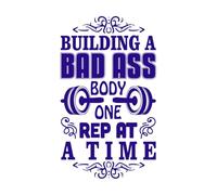 Cita y dicho de gimnasio: Construyendo un cuerpo increíble. Decoración de vinilo para pared 57.6x97.8cm Vinilos para ventanas Azul oscuro