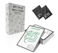 Citadel Black Juego de 50 fichas MTG de borrado en seco, con 2 gomas de borrar, tarjeta proxy universal reversible reutilizable de doble cara, MTG TCG