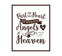 Citas conmemorativas de Navidad Una parte de mi corazón está con los ángeles en el cielo. Calcomanías de grabado 65.6x79.2cm Varios tamaños Café