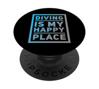 Citas de buceFunny Divers Humor El Buceo es mi Lugar Feliz PopSockets PopGrip Adhesivo