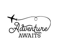 Citas de "La aventura te espera" Viajes de aventura Aventurero Calcomanías de tallado fino 45x84.7cm Cultura del tatuaje Negro