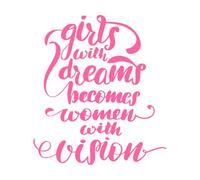 Citas de poder femenino: caligrafía inspiradora con letras de pincel Calcomanías de pared de PVC 42x47.4cm Embellecimiento de paredes Rosa