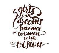 Citas de poder femenino: caligrafía inspiradora con letras de pincel Calcomanías de pared de PVC 67.2x75.8cm Decoración artística Café