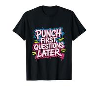 Citas Divertidas de Boxeo Funny Boxer Punch primeras Preguntas más Tarde Camiseta