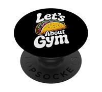 Citas divertidas de gimnasio motivacionales Tacos Let's Taco About Gym PopSockets PopGrip Adhesivo