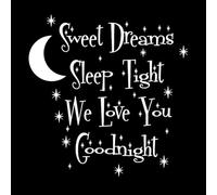 Citas Dulces sueños Duerme bien Dormitorio Luna Pegatinas artísticas de vinilo 72x73.5cm Incluye kit de película de transferencia Blanco