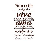 Citas inspiradoras en español: Sonríe cada día y vive el presente Calcomanías de letras 30x50.8cm Decoración de carrocerías Café