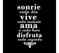 Citas inspiradoras en español: Sonríe cada día y vive el presente Calcomanías de vinilo para murales y paredes 45x80.1cm Fácil instalación Blanco