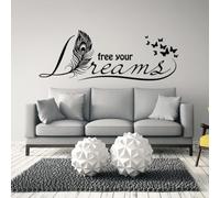 Citas inspiradoras, pegatinas de mariposas para la pared, personajes de dibujos animados, libertad, tus sueños, pegatinas de plumas para la pared, decoración de vinilo para habitaciones infantiles