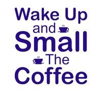 Citas sobre café: despierta y pequeña impresión tipográfica sobre café. Pegatinas de pared de papel adhesivo 67.2x70.9cm Impermeable Azul oscuro