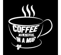 Citas sobre café: El café es un abrazo en una taza, tipografía impresa. Calcomanías de pared de PVC 54.6x56.7cm Varios tamaños Blanco