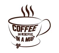 Citas sobre café: El café es un abrazo en una taza, tipografía impresa. Pegatinas de pared de papel adhesivo 54.6x56.7cm Removible sin dejar pegamento Café