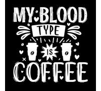 Citas sobre el café: mi tipo de sangre es el café. Pegatinas de pared de papel adhesivo 67.2x68.2cm Decoración de tiendas Blanco