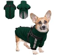 CITÉTOILE Abrigo cálido para Perros con arnés, Chaqueta Resistente al Viento para Clima frío, Ropa de Invierno para Perros con Cremalleras y puños Sueltos, Verde, M