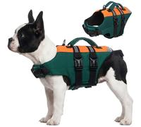 CITÉTOILE Chaleco Salvavidas para Perros con Doble Asa - Chaleco Reflectante Flotante con Asas Reforzadas y Correas Ajustables para Natación, Barco, Verde, L