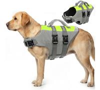 CITÉTOILE Chaleco Salvavidas para Perros con Doble Asa - Chaleco Reflectante Flotante con Asas Reforzadas y Correas Ajustables para Natación, Barco, Gris, XXL